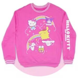 Hello Kitty & Friends Sanrio Varsity Crewneck Hot Pink Pullover Sweatshirt